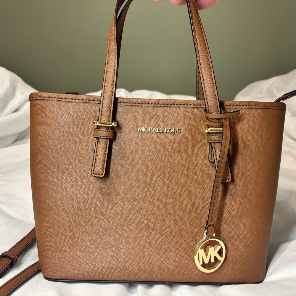 Michael Kors Brown Shoulder Bag with Gold Accents
